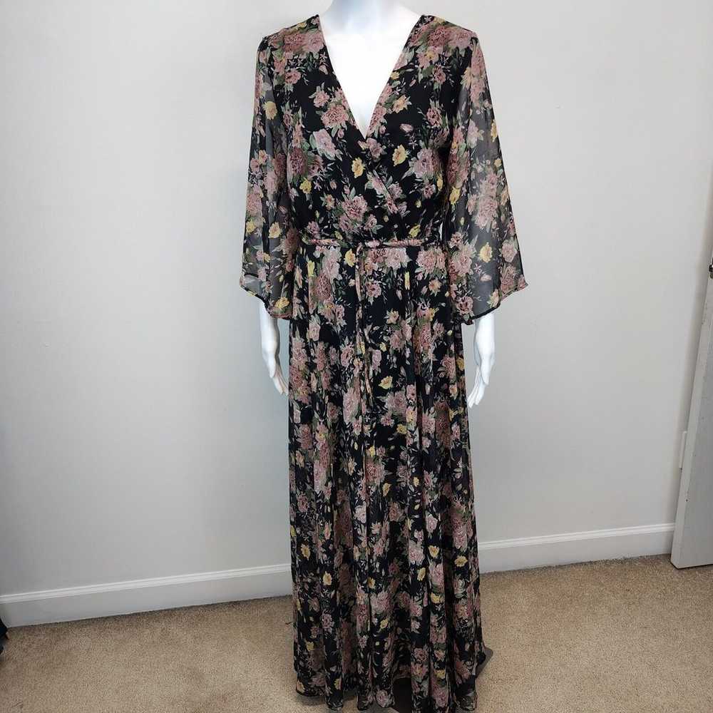 Spy Zone Exchange Floral Maxi Dress V-neck Flare … - image 1