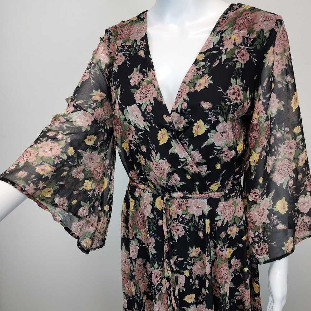 Spy Zone Exchange Floral Maxi Dress V-neck Flare … - image 2