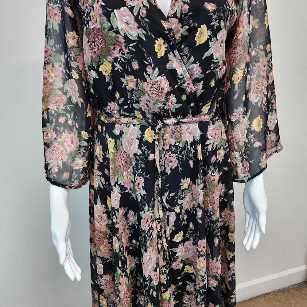 Spy Zone Exchange Floral Maxi Dress V-neck Flare … - image 3