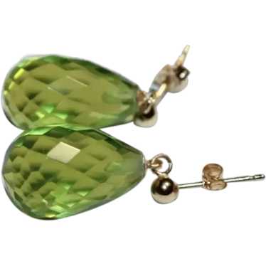 Peridot Multi Faceted Briolette Dangle Earrings