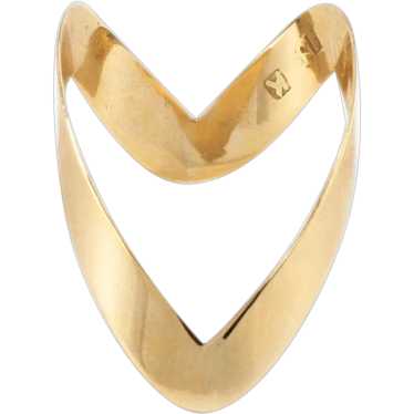 Vintage 18K Yellow Gold Chevron V Shaped Open Ban… - image 1