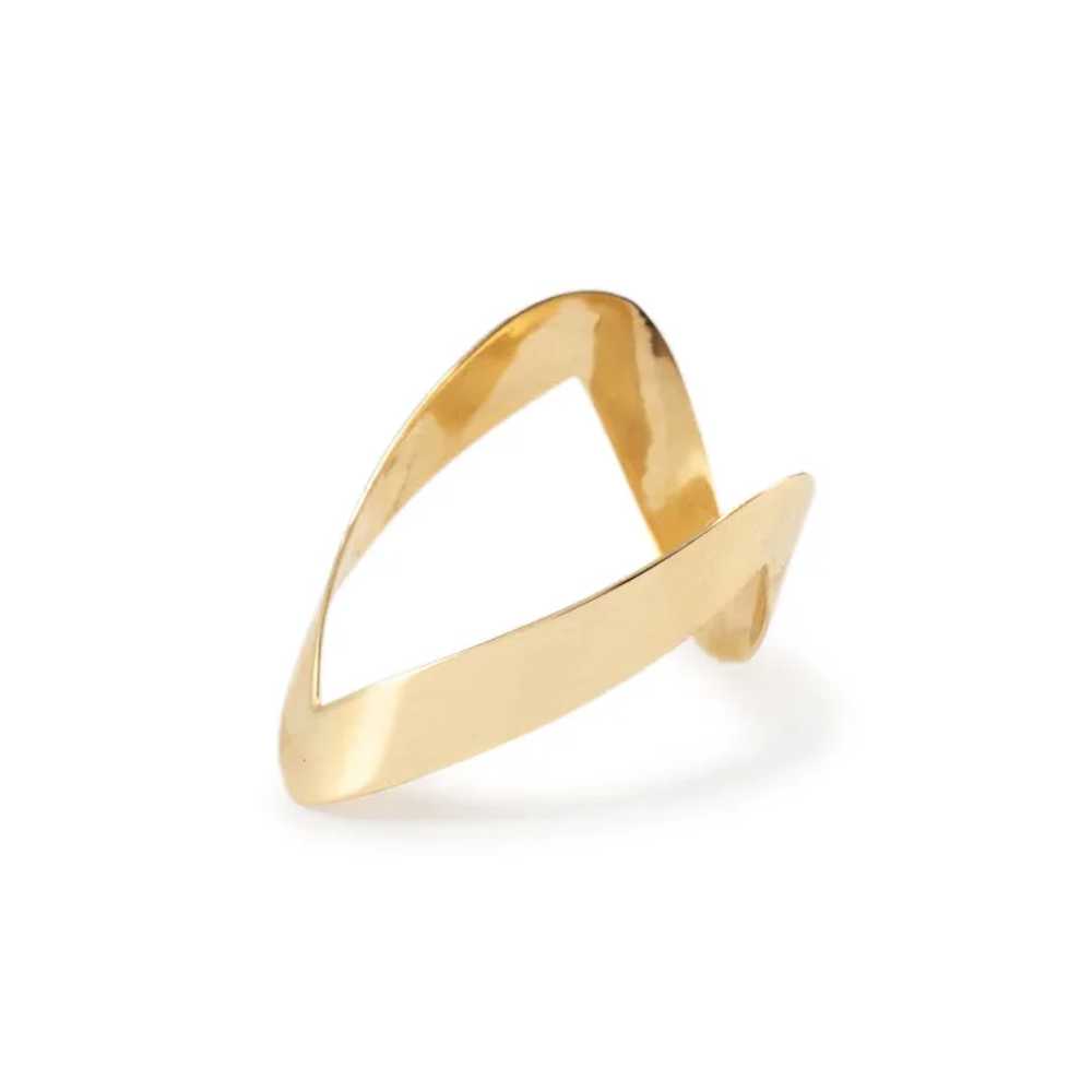 Vintage 18K Yellow Gold Chevron V Shaped Open Ban… - image 3