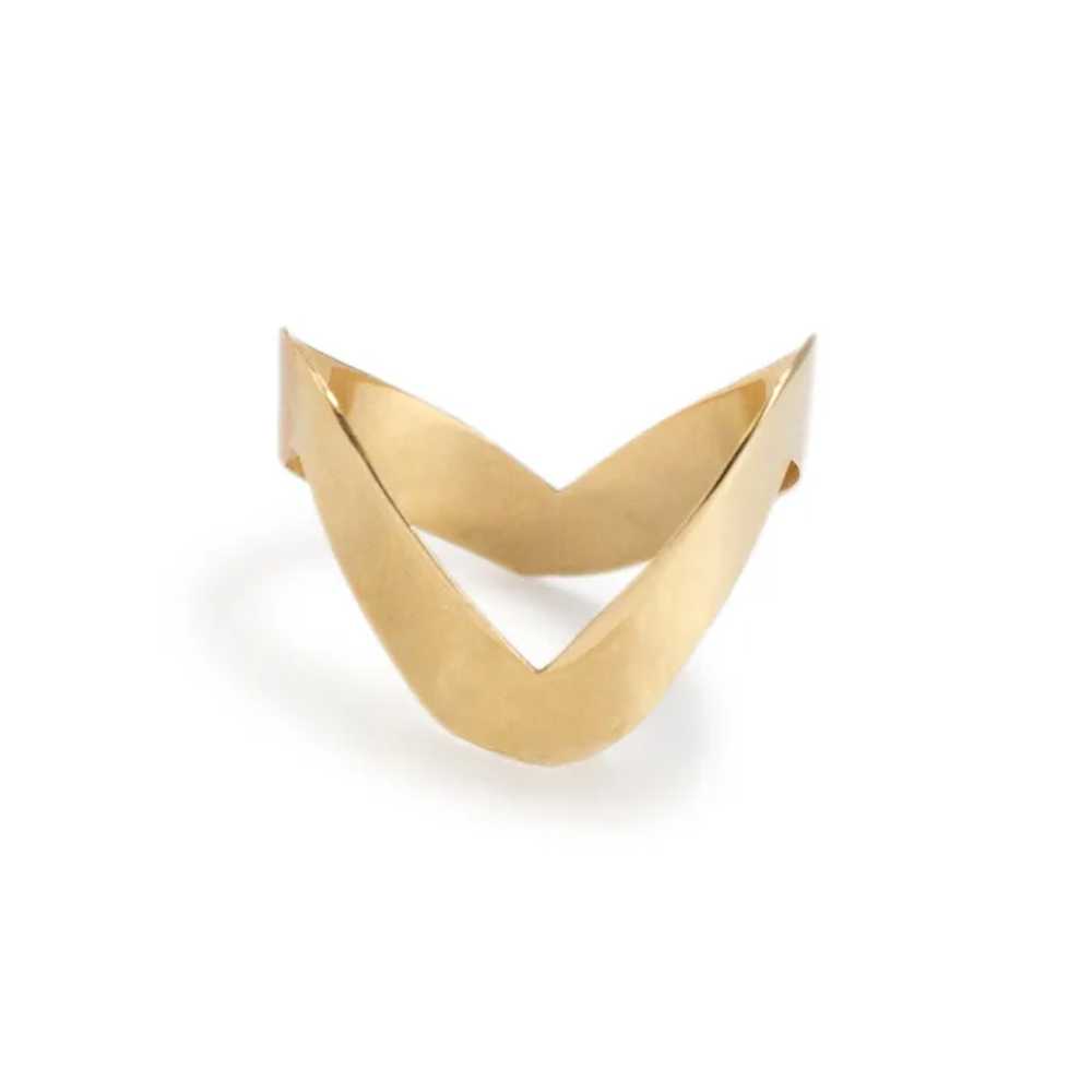 Vintage 18K Yellow Gold Chevron V Shaped Open Ban… - image 4