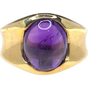 Vintage 14K Gold Amethyst Cabochon Ring