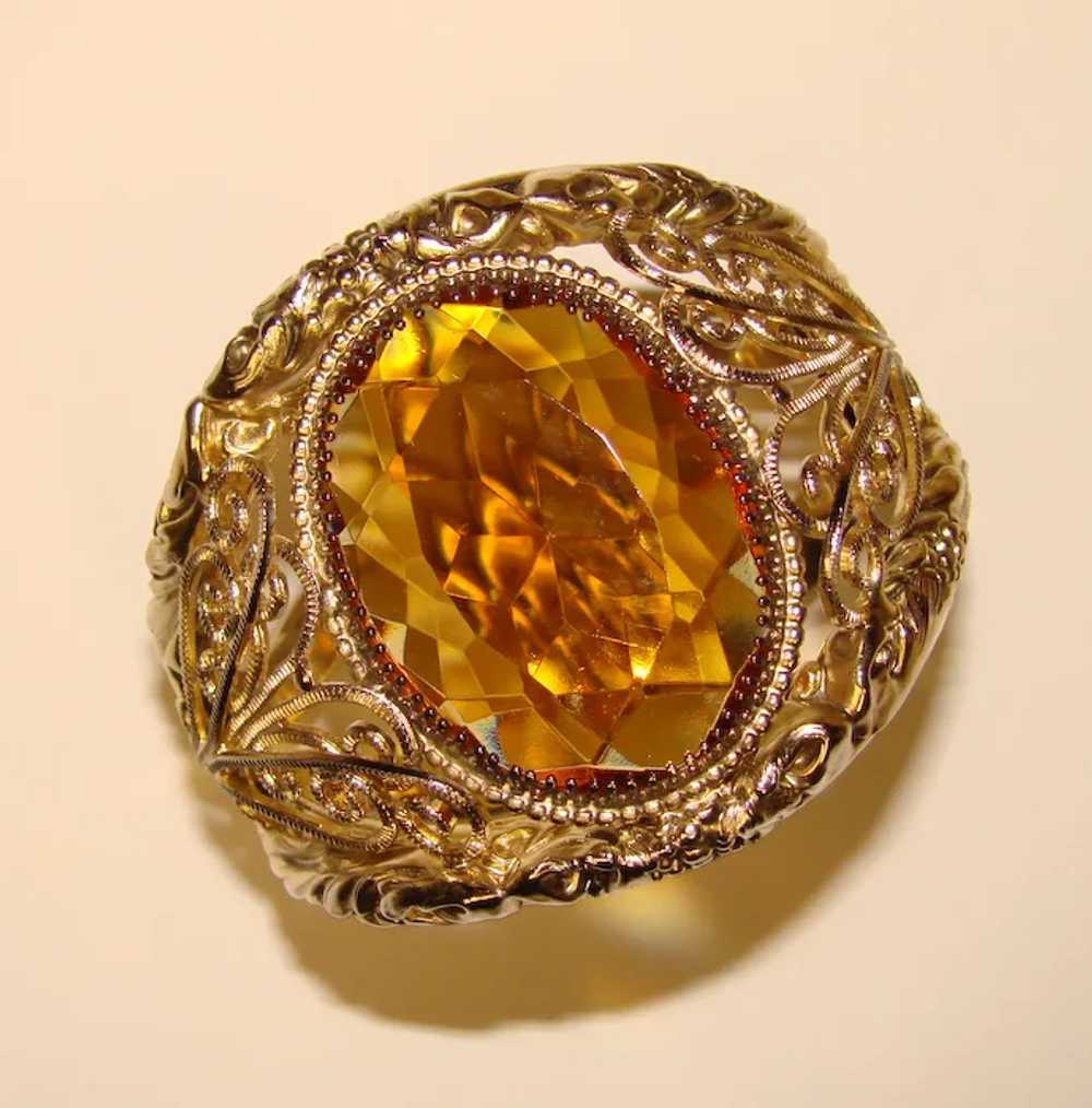 Fabulous Huge WHITING & DAVIS Amber Glass Stone V… - image 2