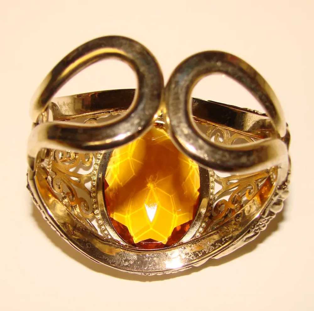 Fabulous Huge WHITING & DAVIS Amber Glass Stone V… - image 3