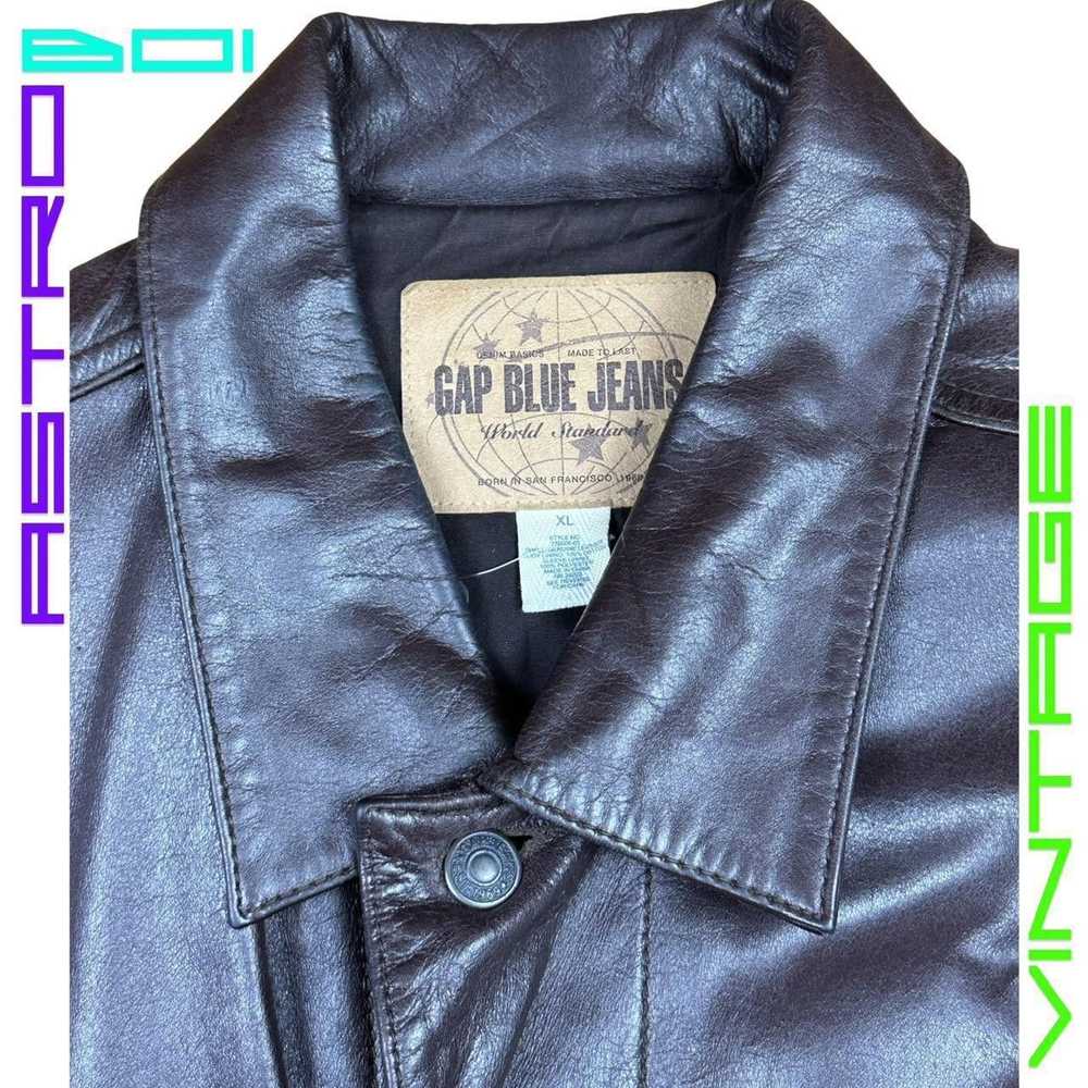 Gap × Leather Jacket Vintage GAP Jeans Classic Br… - image 3