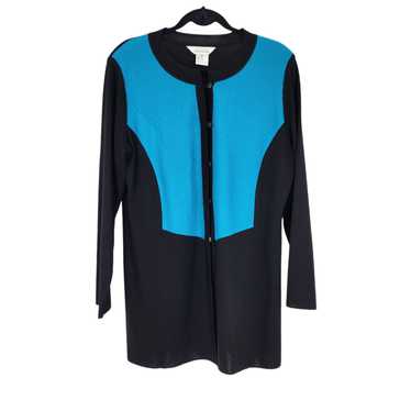 Misook Colorblock Shoulder Pad Button Split Hem L… - image 1