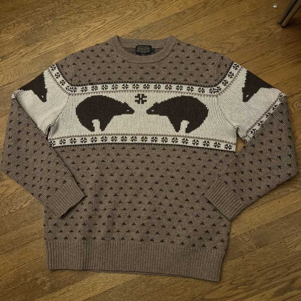 Pendleton VTG Pendleton Fair Isle Bear Sweater La… - image 2