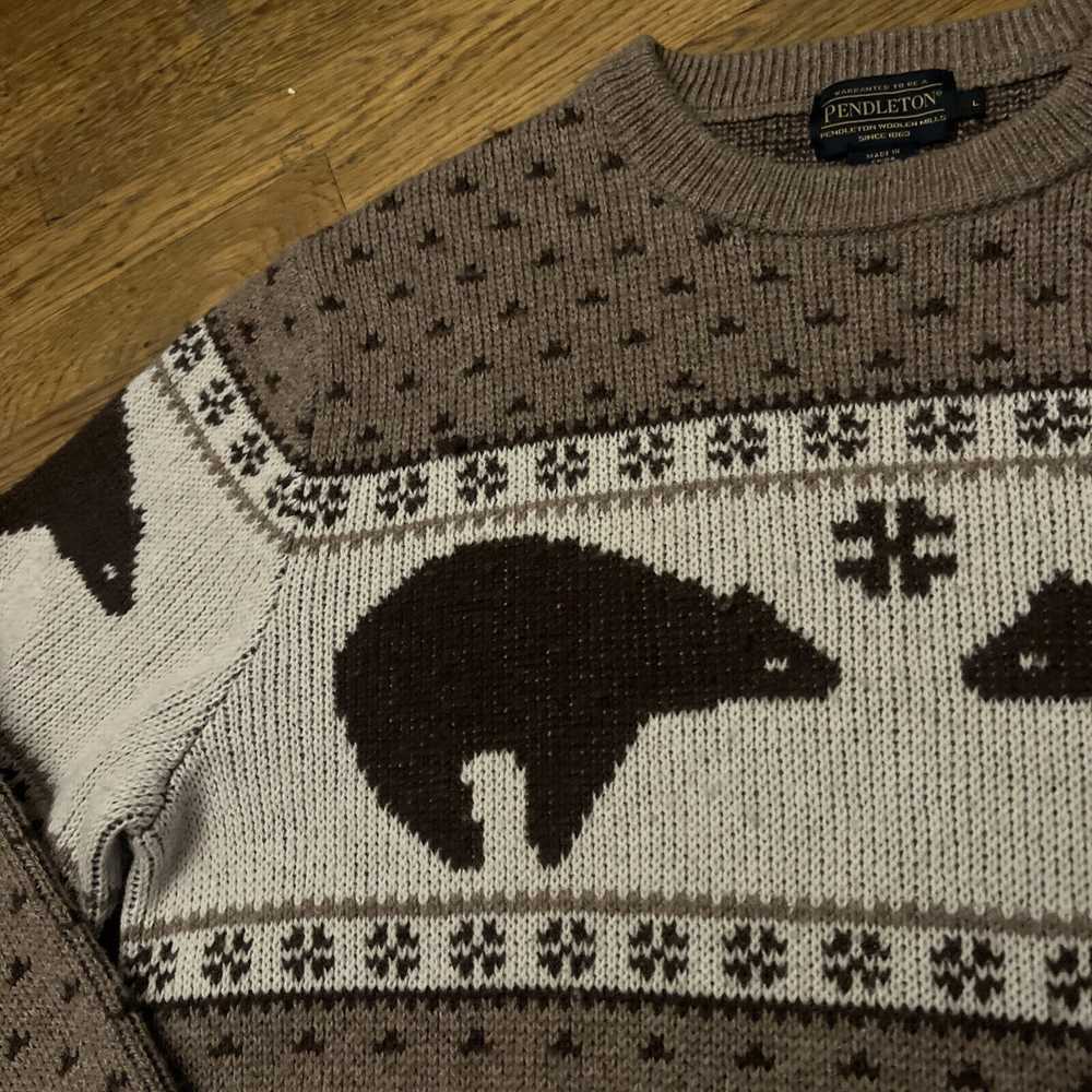 Pendleton VTG Pendleton Fair Isle Bear Sweater La… - image 3