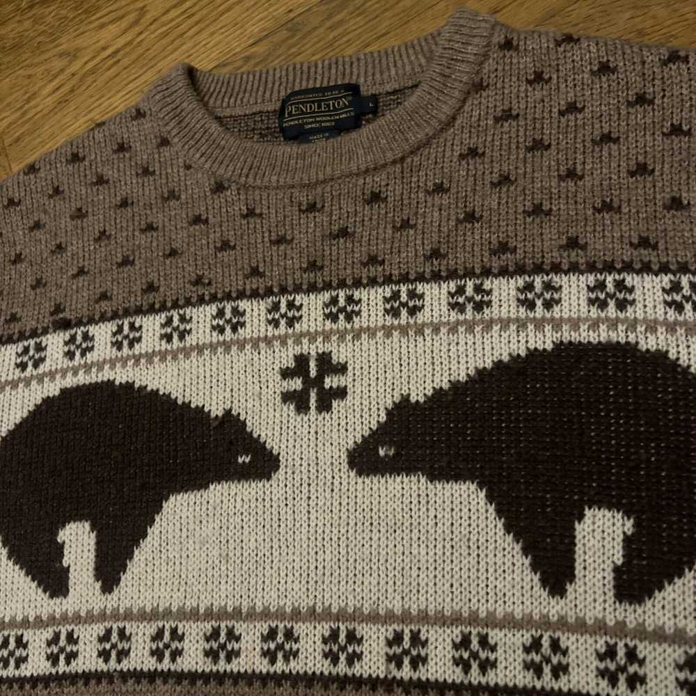 Pendleton VTG Pendleton Fair Isle Bear Sweater La… - image 4