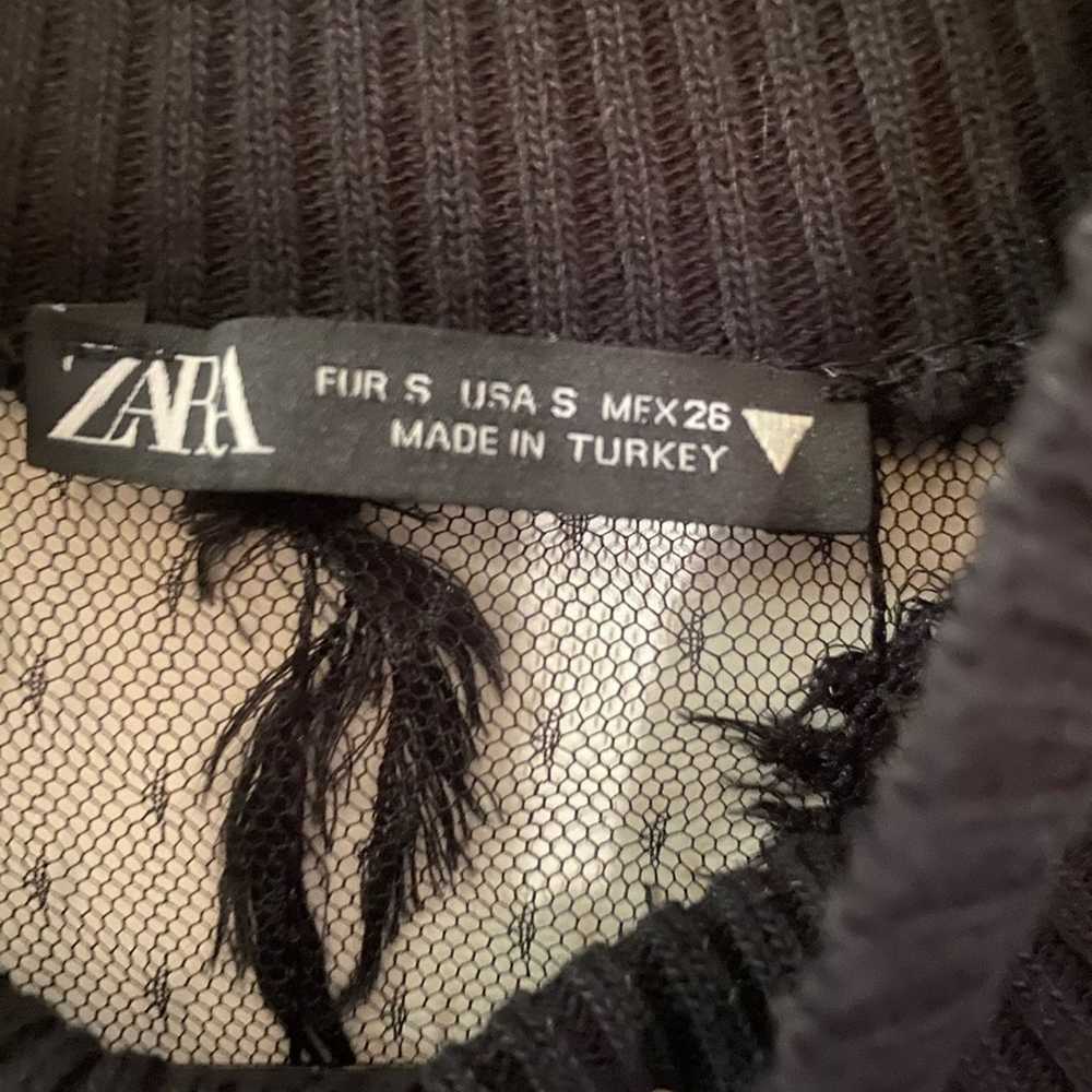 Zara Zara Black Feather Effect Sheer Long Top Sma… - image 6