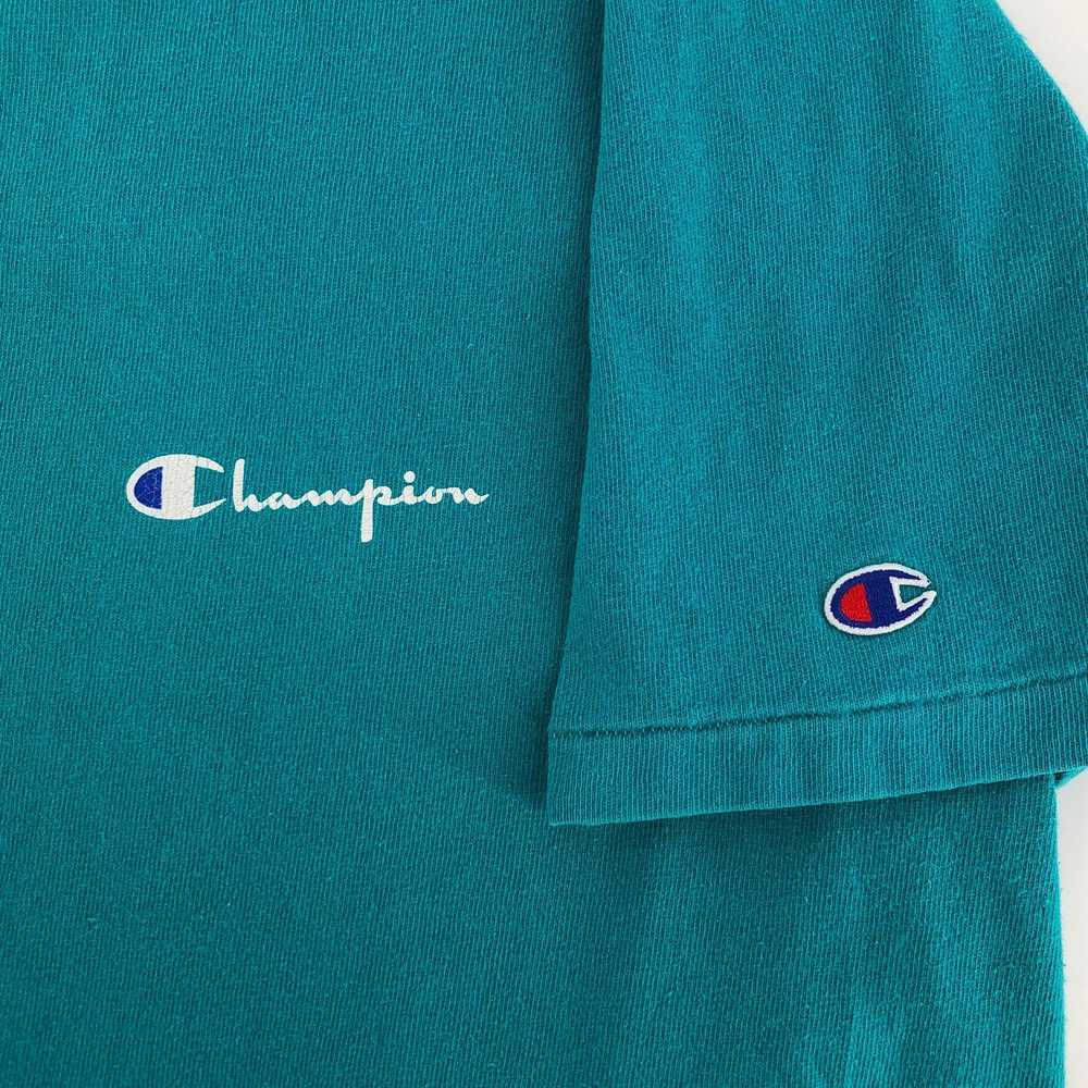 Champion × Vintage 90s Champion teal tshirt 1990s… - image 3