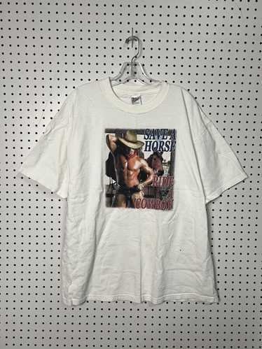 Vintage Y2k "Ride A Cowboy" White Tee