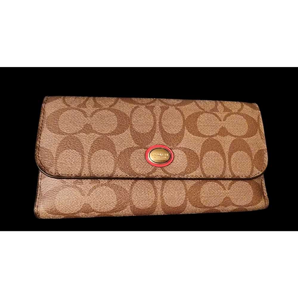 Coach Coach Peyton Signature checkbook Wallet - image 1