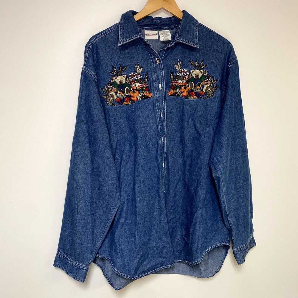 Vintage Vintage Autumn Shirt 90s Denim Fall Shirt… - image 1