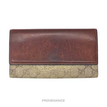 Gucci 🔴 Gucci Snap Long Wallet - GG Supreme Brown - image 1