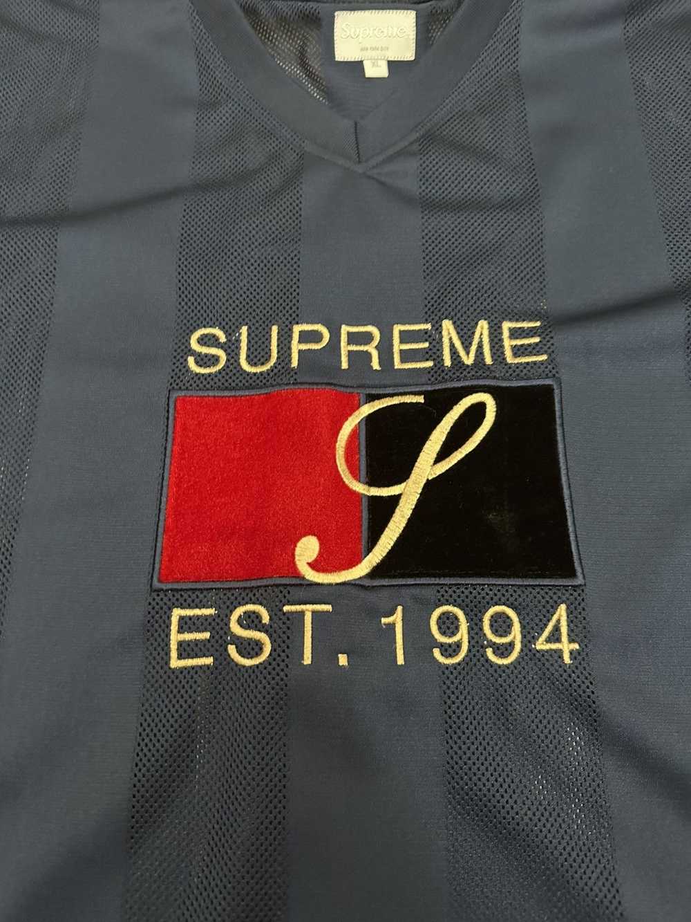 Supreme Supreme Velvet Logo Mesh Stripe Top Jersey - image 5