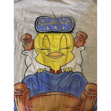 Vintage Vtg Tweety Bird T ShIrt Wights Out 1999 L… - image 1