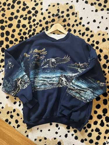 Streetwear × Vintage Vintage Navy Nature Art Sweat