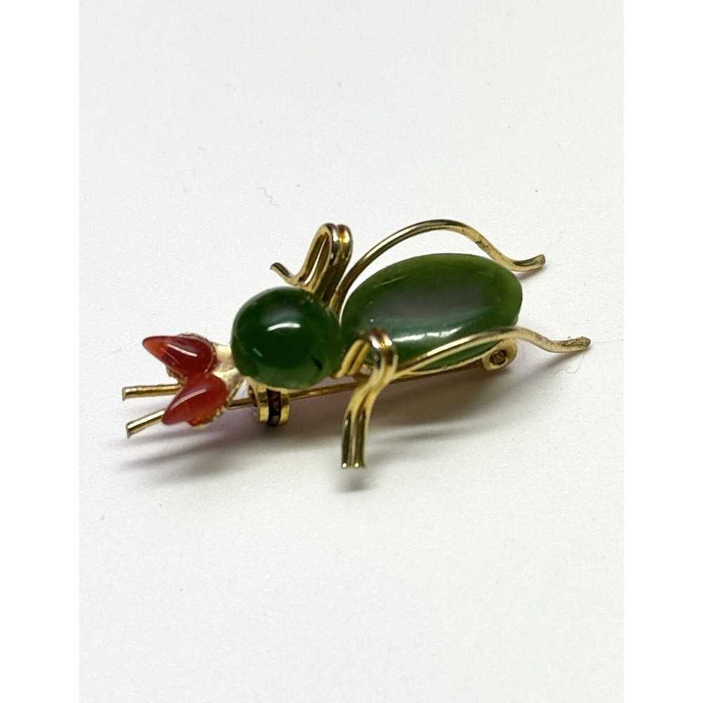 Vintage Vintage Jade Coral bug beetle insect broo… - image 2