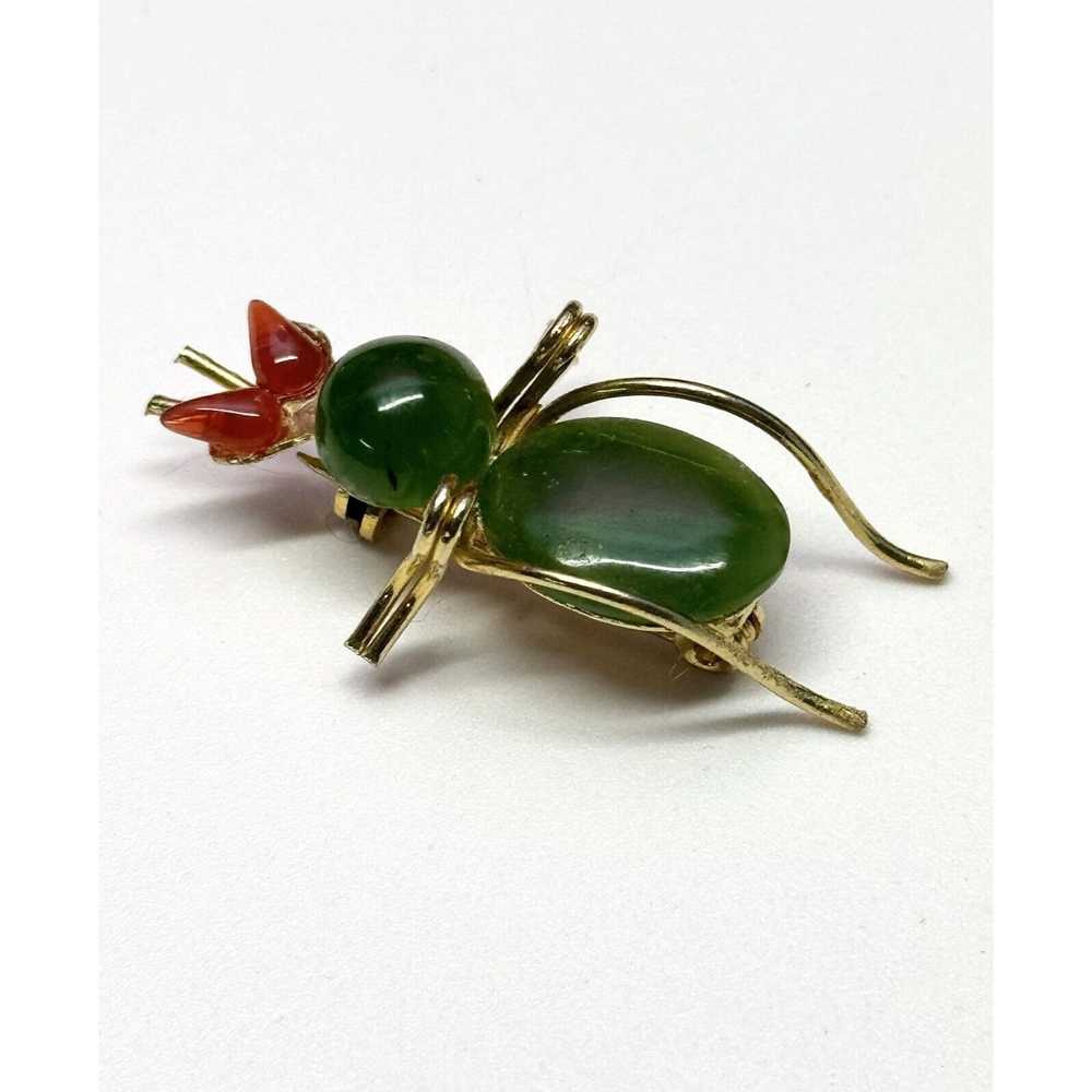 Vintage Vintage Jade Coral bug beetle insect broo… - image 3