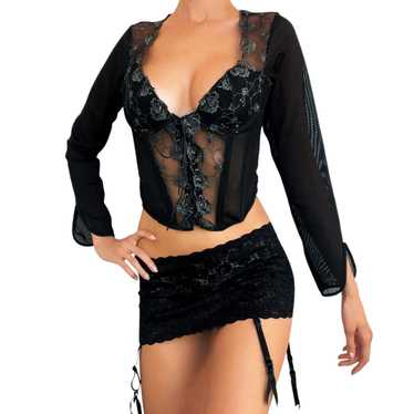 Vintage Lace Up Lingerie Top (S) - image 1