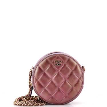 CHANEL Round Clutch with Chain Quilted Iridescent 