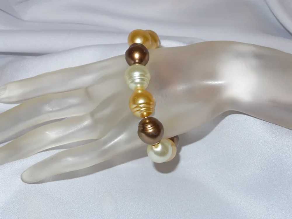 Large Glass Pearl Bracelet on Cord - image 11