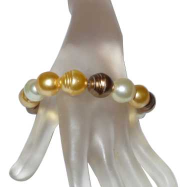 Large Glass Pearl Bracelet on Cord - image 1