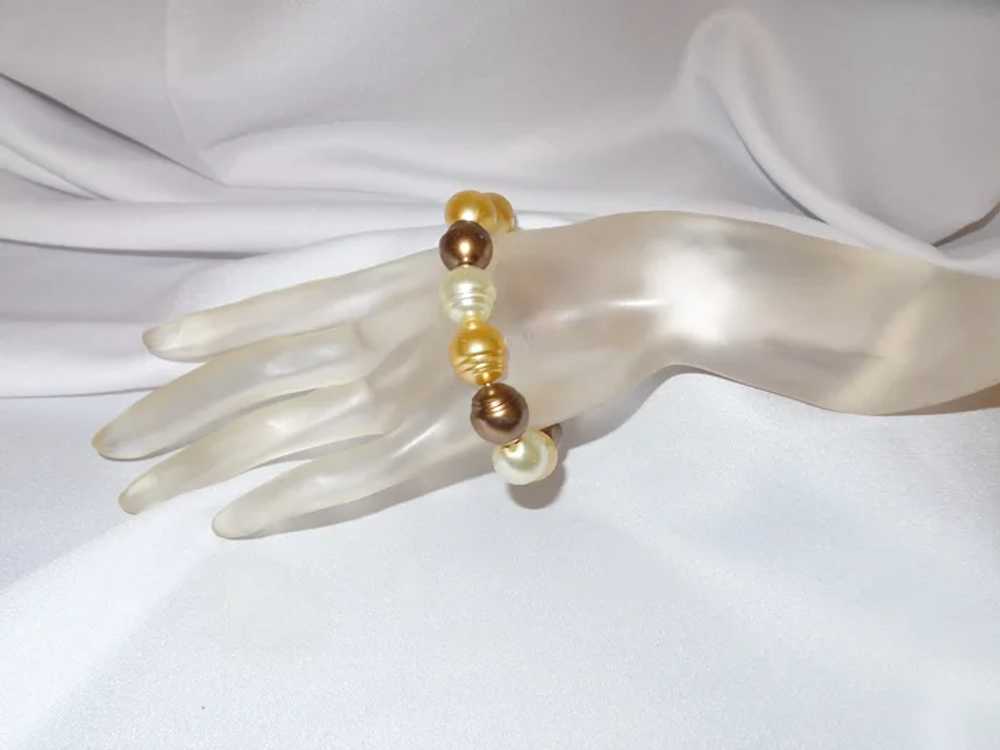 Large Glass Pearl Bracelet on Cord - image 2