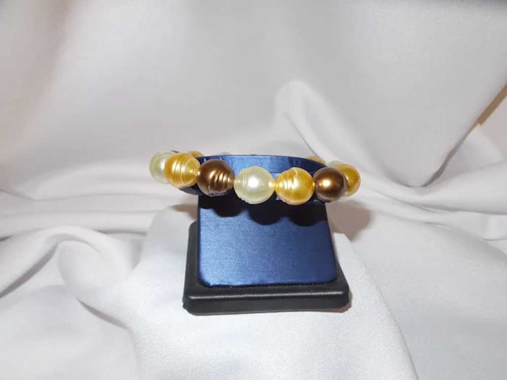 Large Glass Pearl Bracelet on Cord - image 5