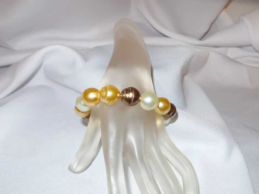 Large Glass Pearl Bracelet on Cord - image 7