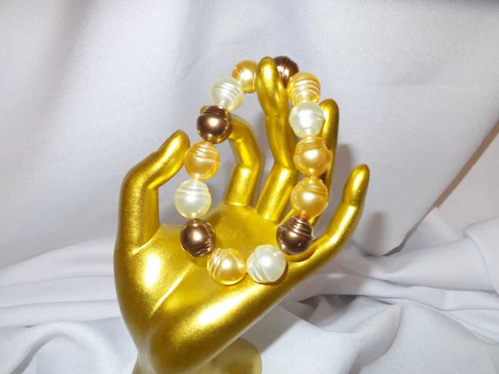 Large Glass Pearl Bracelet on Cord - image 8