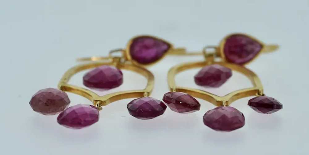 22K Chandelier Pink Tourmaline Earrings - image 6