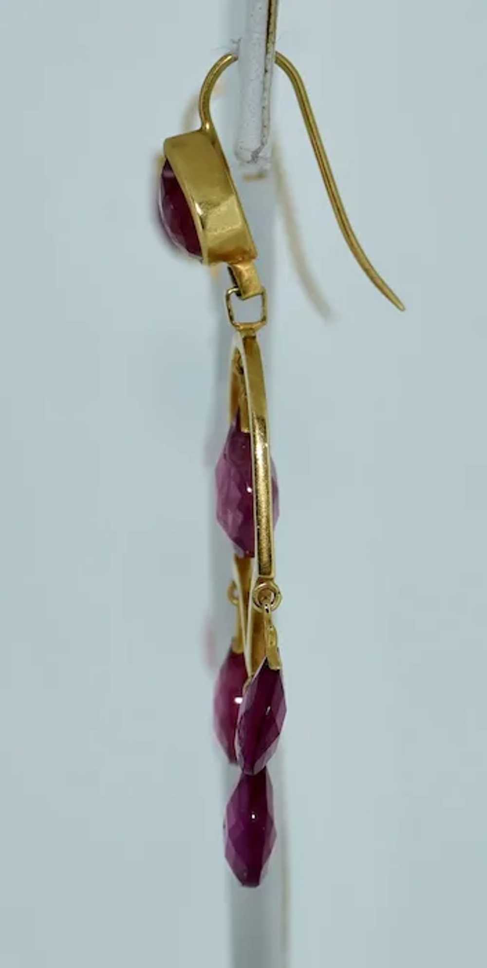 22K Chandelier Pink Tourmaline Earrings - image 7