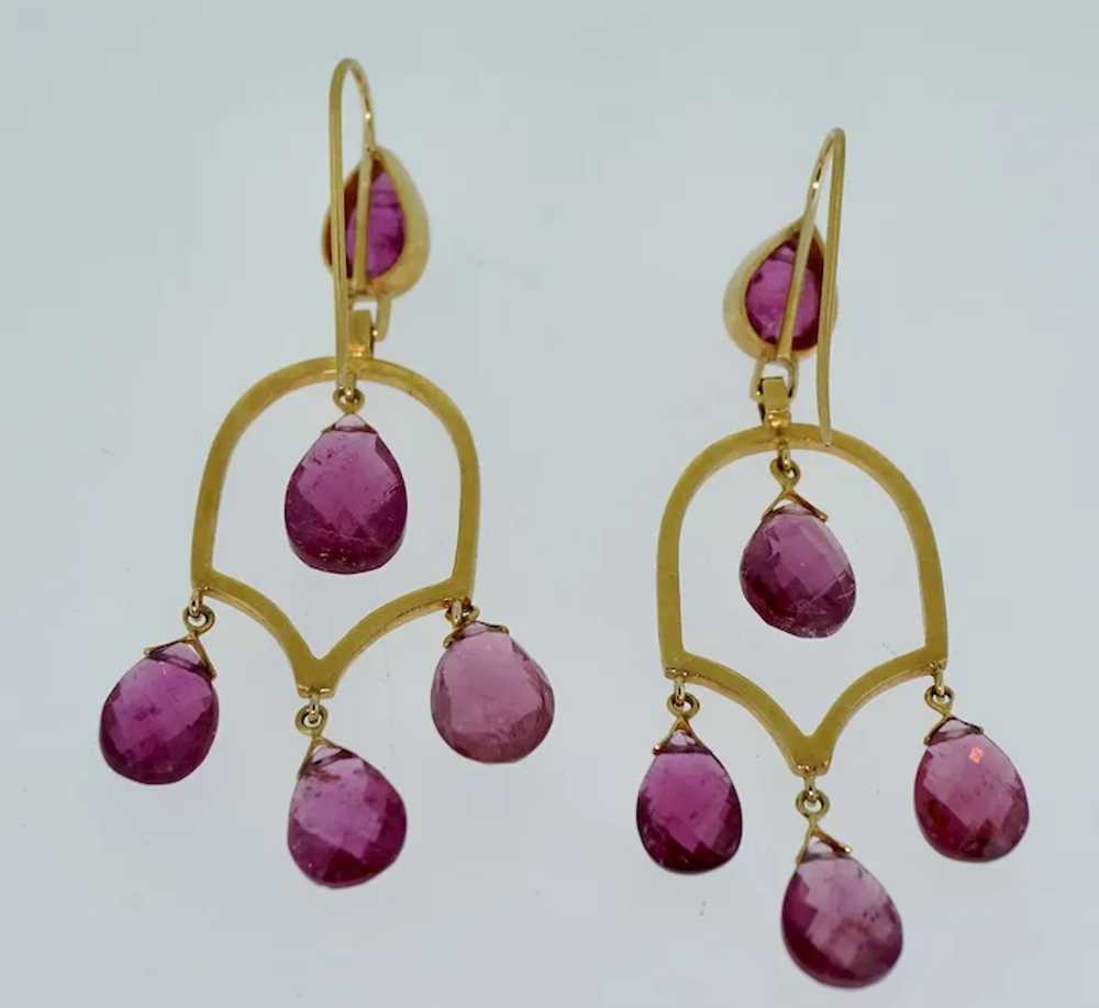 22K Chandelier Pink Tourmaline Earrings - image 9