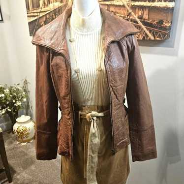 Designer Vintage Brown Leather Jacket with Stylish