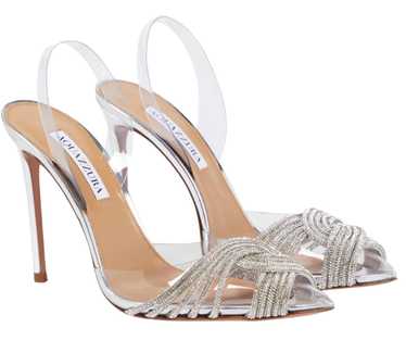 Managed by hewi Aquazzura Gatsby 105 Silver Embel… - image 1