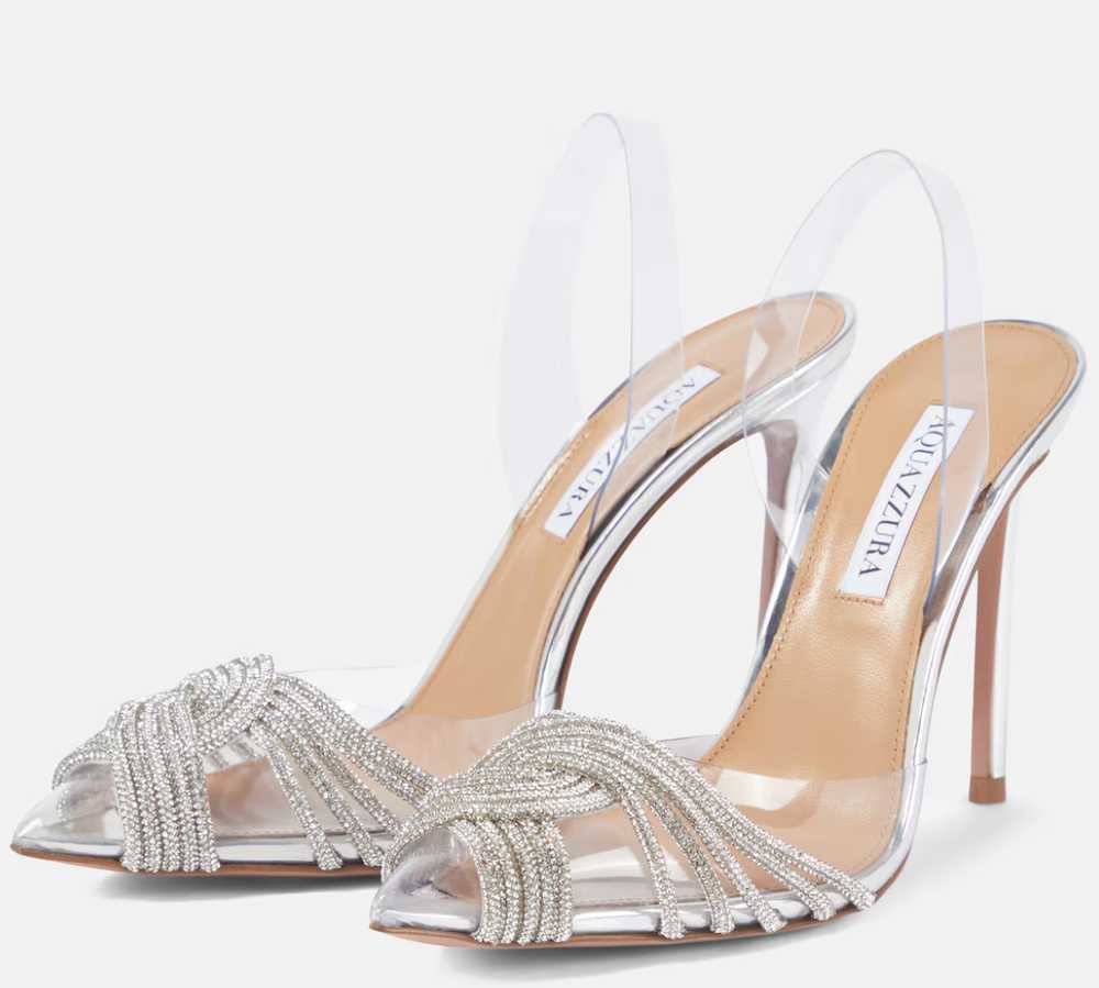 Managed by hewi Aquazzura Gatsby 105 Silver Embel… - image 3