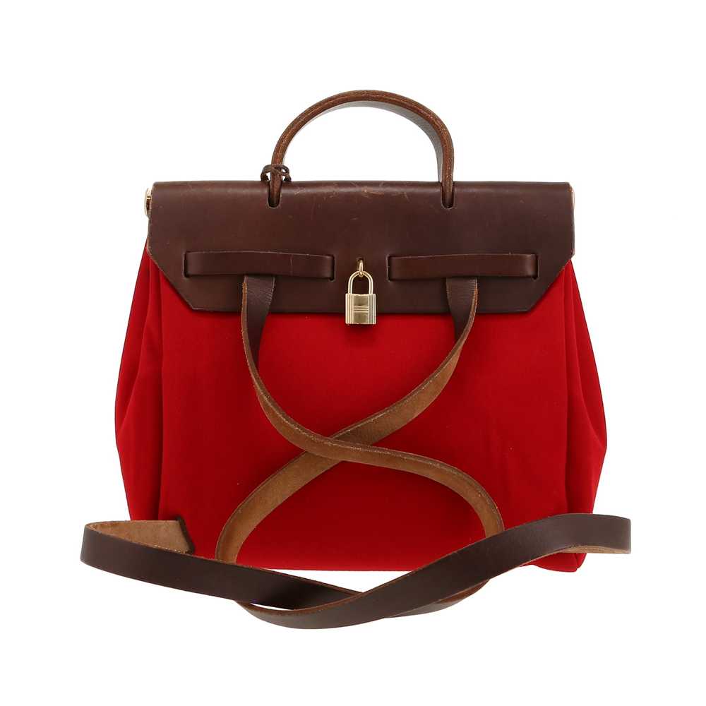 Hermès Herbag - Backpack backpack in red canvas a… - image 5