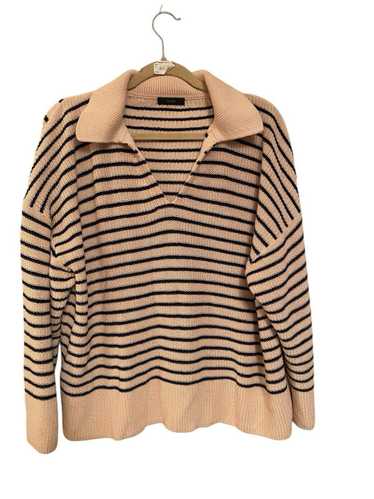 J.Crew JCrew Sweater L Navy & Beige Striped Shawl 