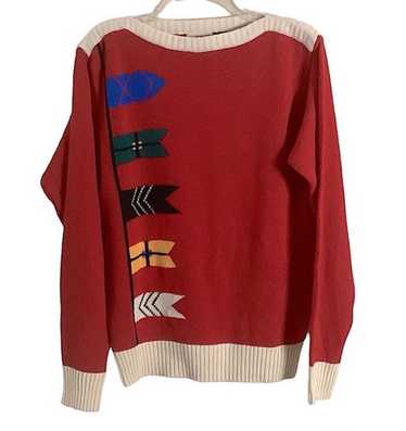 Collageman Vintage 70’s Red Flag Sweater Women’s … - image 1
