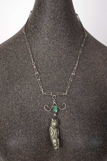 Sterling Silver Horned Amulet Necklace