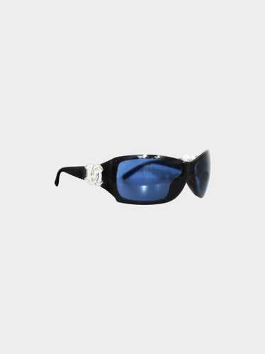 Chanel 2000s Black and Blue Vintage CC Sunglasses