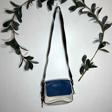 Fossil Blue, Cream, and Black Crossbody Purse