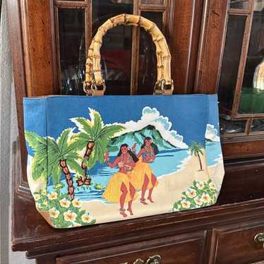 Bueno canvas beaded Hawaiian handbag