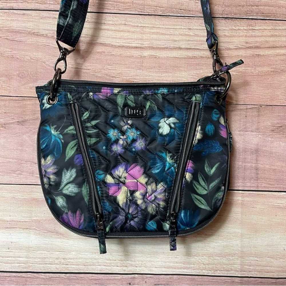 LUG Swivel Black Floral Print Crossbody Purse - image 2