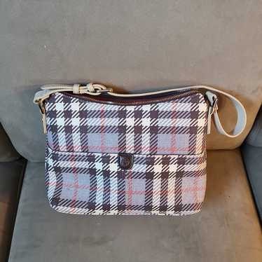 Spartina 449 plaid linen and leather purse