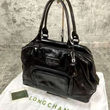 Longchamp Handbag Shoulder Bag Enamel Black Franc… - image 1